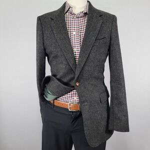 John Henry Men's Tweed Sport‎ Coat Blazer Two Button Herringbone Wool Size 40R